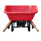 Rear view showing clean kit installation on a wheelbarrow
