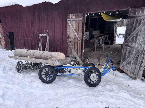 Minimog 4WD quad with forestry semi-trailer