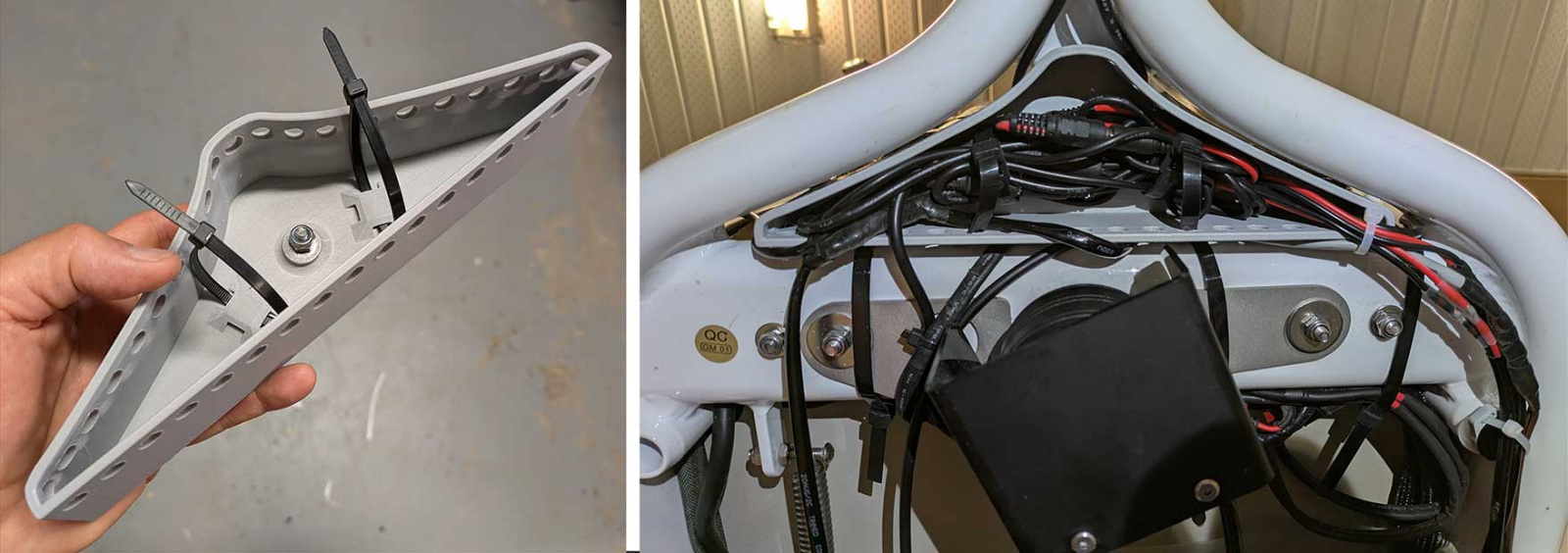 A Bullitt-specific design I made for gathering accessory wires in one safe location.
