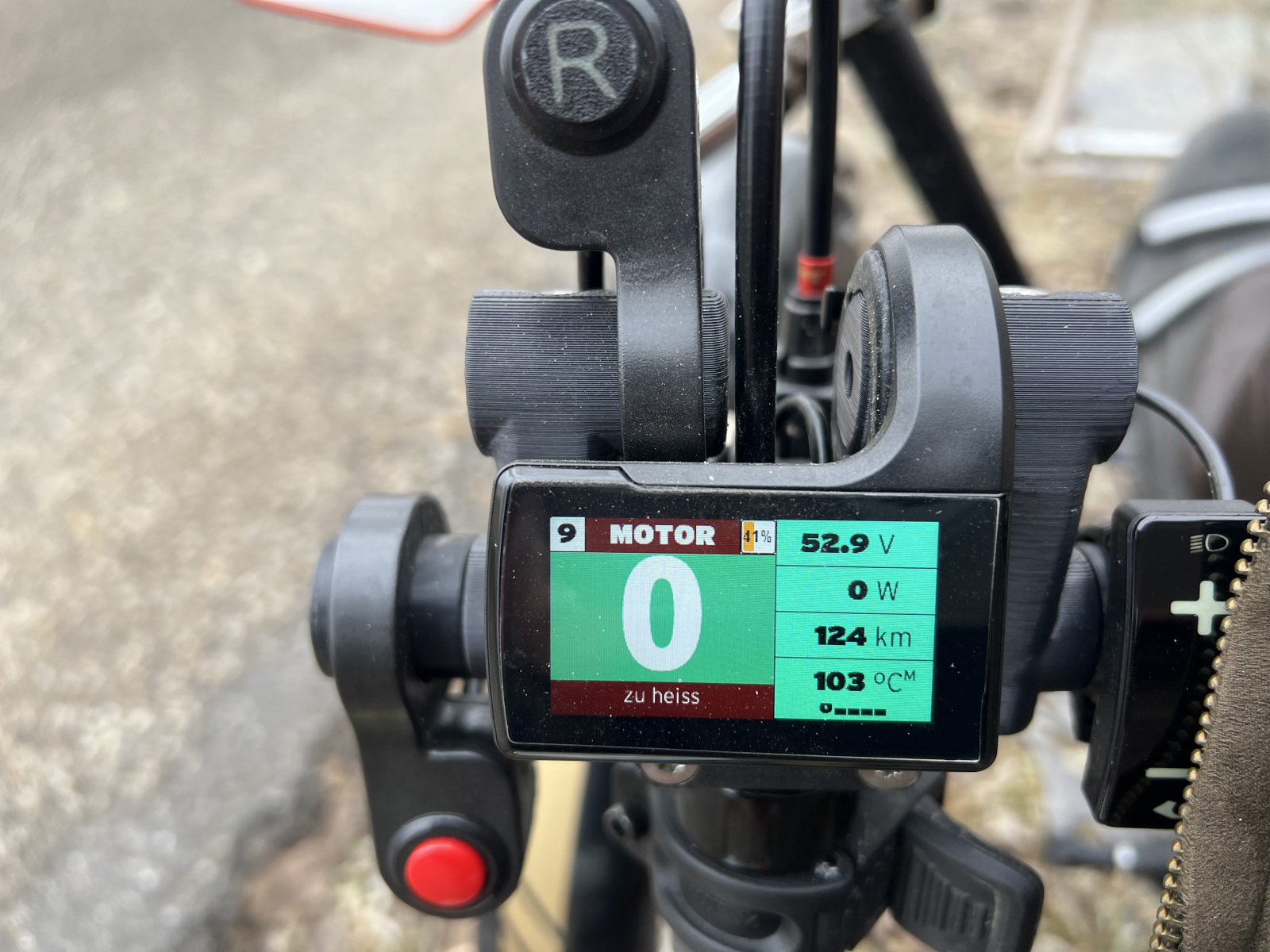 display V3 from ebike-solutions with latest modifications caused by our customer-rides (R&D). Overheating while driving in the Swiss Jura mountains... 250W are simply not enough for such a challenge.