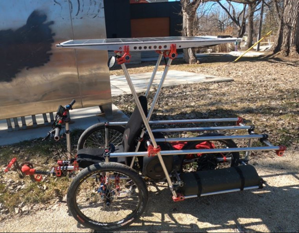 hand built solar flat deck  trike truck with rear suspension 