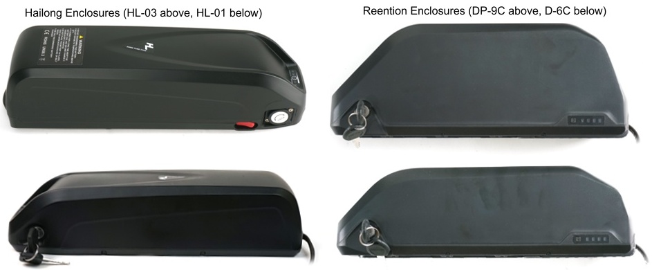 Examples of Hailong and Reention Downtube Battery Enclosures