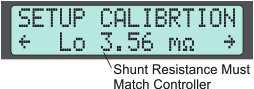 Preview line of Calibration menu shows the current RShunt value. This needs to match the actual shunt resistance used for current sensing for accurate amps and watts values.