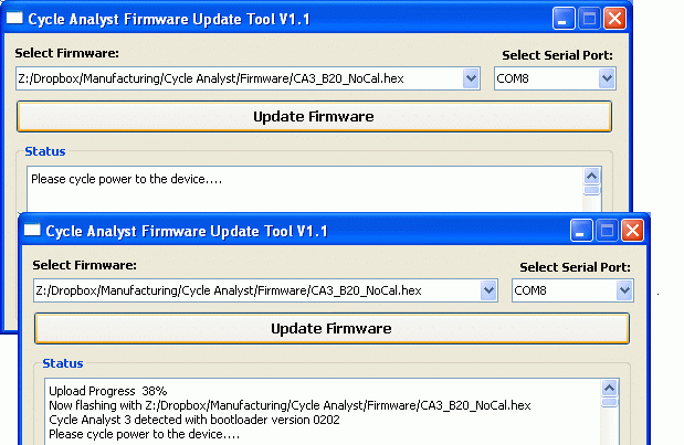 cycle analyst firmware uploader tool