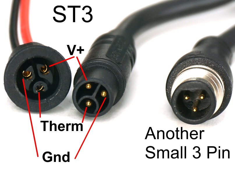 ST3 Charge Port and Example of Another Small 3 Pin Charge Plug (this from Reention Casing)