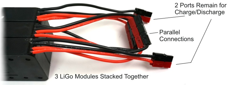 Example of Parallel Connections on Stacked LiGo Batteries