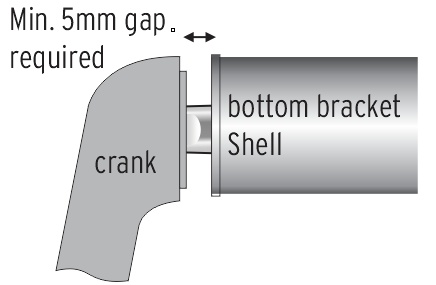 Required Exposed Spindle Between Crank and Bottom Bracket. 