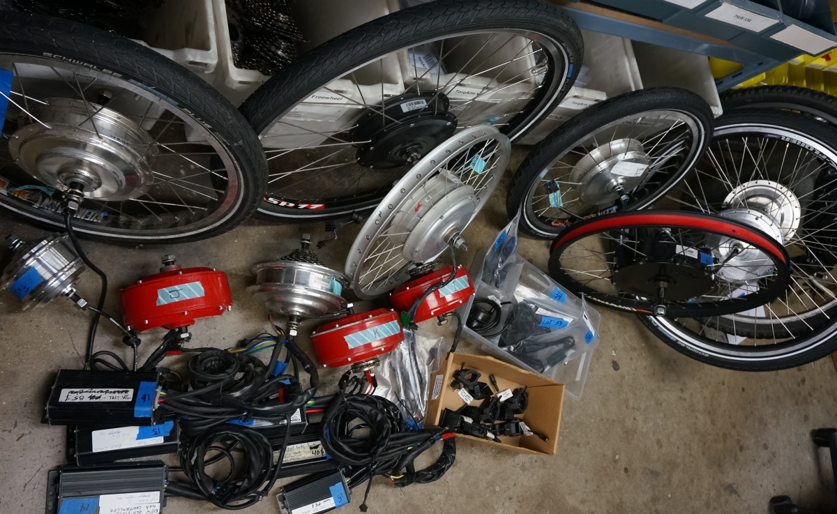 ebike parts on garage clearance