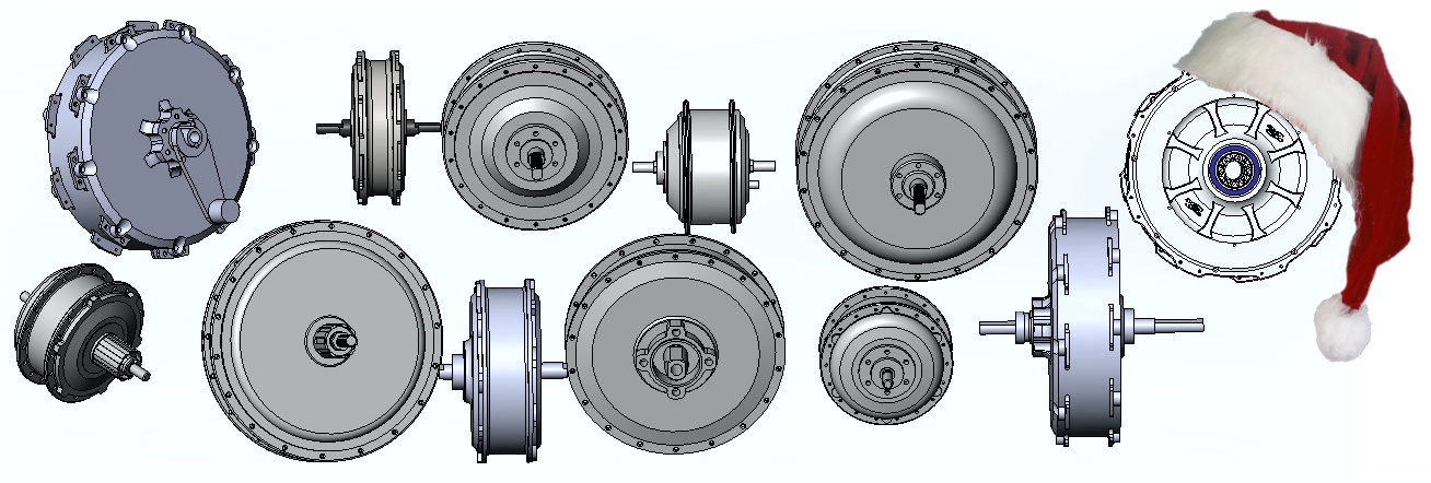 Example of 3D CAD models we've made for various hub motors