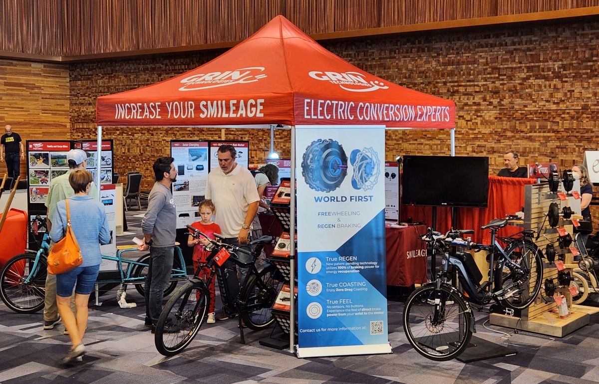 This was our largest tradeshow booth, and we were pleased to share a corner with Chargebike and a live demo of a GMAC motor that can both freewheel and do regenerative braking based on their technology