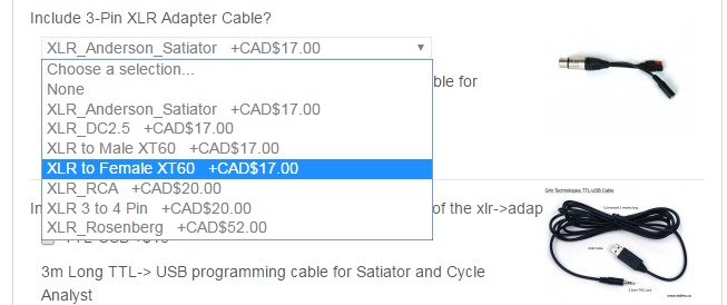 Drop down selector for Satiator adapter cable