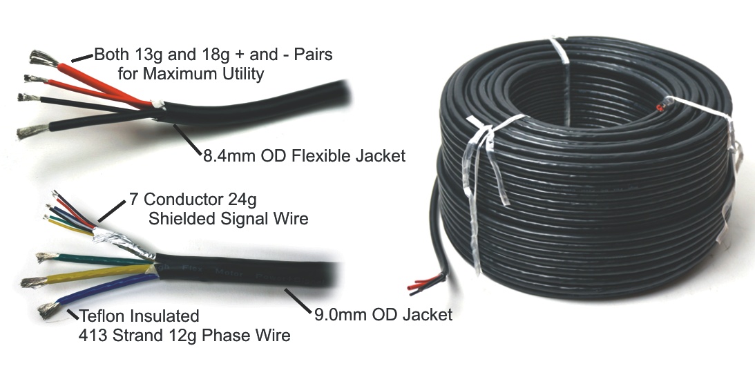 Custom high flexibility motor phase cable and battery cables for ebikes